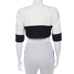 Chanel Monochrome Tweed Double Breasted Cropped Jacket M