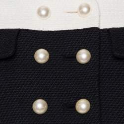 Chanel Monochrome Tweed Double Breasted Cropped Jacket M