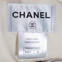 Chanel Monochrome Tweed Double Breasted Cropped Jacket M