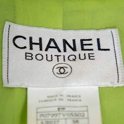 Chanel Boutique Lime Green Sequin Embellished Velvet Open Front Cropped Jacket M
