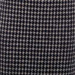 Pre Owned Chanel Black & Beige Tweed Back Button Detail Knee Length Skirt M