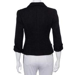 Pre Owned Chanel Black Lurex tweed Button Front Cropped Blazer S