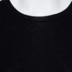 Pre Owned تي شيرت شانيل تريكو صوف أسود بأكمام قصيرة برقبة مستديرة مقاس صغير - سمول