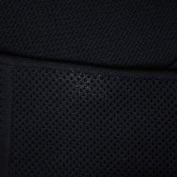 Pre Owned Chanel Black Perforated Knit Neck Tie Detail Zip Front Dress M