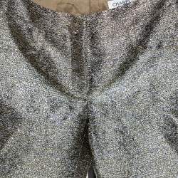 Pre Owned Chanel Metallic Lamé Cropped Pants M