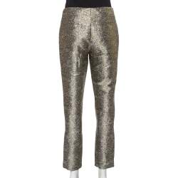 Pre Owned Chanel Metallic Lamé Cropped Pants M