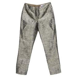 Pre Owned Chanel Metallic Lamé Cropped Pants M