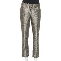 Pre Owned Chanel Metallic Lamé Cropped Pants M