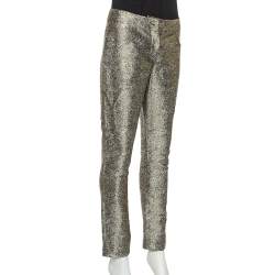 Pre Owned Chanel Metallic Lamé Cropped Pants M