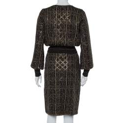 Chanel Black Lurex Knit Stone & Sequin Embellished Crop Top & Skirt Set M