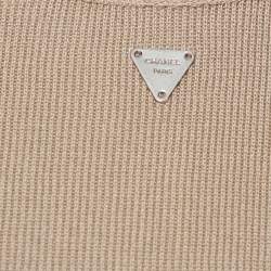 Pre Owned تي شيرت شانيل أكمام قصيرة تريكو قطن بيج مقاس كبير (لارج)