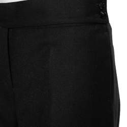 Pre Owned Chanel Black Wool Wide Leg Trousers M