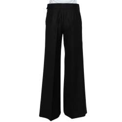 Pre Owned Chanel Black Wool Wide Leg Trousers M