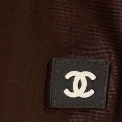 Chanel Brown Knit Paneled Zip Front Cropped Jacket L
