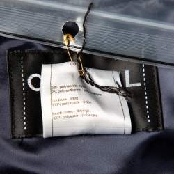 Pre Owned Chanel Navy Blue Synthetic Button Front Cropped Jacket M