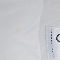 Pre Owned Chanel White Cotton Scalloped Overlay Detail Top M