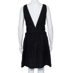 مملوكة مسبقًا Chanel Black Wool & Lace Trim Sleeveless Mini Dress M
