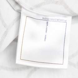 مملوكة مسبقًا تي شيرت شانيل قطن أبيض كاميليا ميتاليك برقبة مستديرة مقاس كبير - لارج