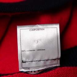 Pre Owned Chanel Red Cashmere Contrast Trim Detail Button Front Cardigan L