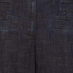 Pre Owned Chanel Vintage Midnight Blue Wide Leg Paneled Jeans L