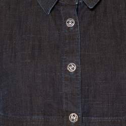 Pre Owned Chanel Vintage Midnight Blue Denim Cropped Jacket L