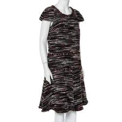 Pre Owned Chanel Black Boucle Midi Dress L