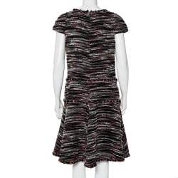 Pre Owned Chanel Black Boucle Midi Dress L