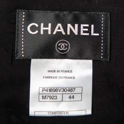 Pre Owned Chanel Black Boucle Midi Dress L