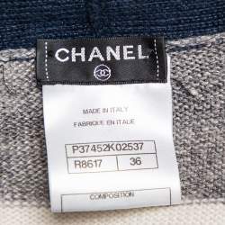 Pre Owned Chanel Striped Linen and Cashmere Knit Sleeveless Oversized Long Cardigan S