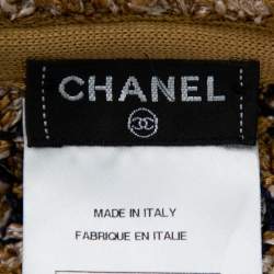 Pre Owned Chanel Multicolor Knit Chain Detail Open Front Cardigan M