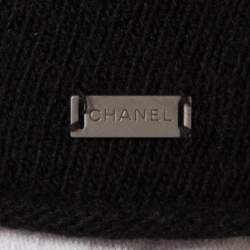 Pre Owned Chanel Black Cashmere Contrast Detail Boat Neck Sweater M