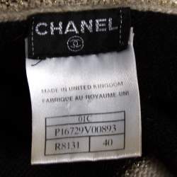 Pre Owned Chanel Black Cashmere Contrast Detail Boat Neck Sweater M