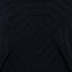 Pre Owned بلوزة ش انيل دائرية مغزولة أسود مقاس كبير