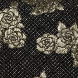 مملوكة مسبقًا Chanel Black & Gold Floral Stretch Jersey Crewneck Top L