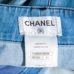 Pre Owned Chanel Blue Lightwash Denim Midi Skirt L
