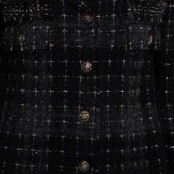 Pre Owned Chanel Black Lurex Tweed Button Front Jacket M