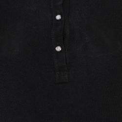 Pre Owned Chanel Black Cashmere & Silk Button Front Sweater M