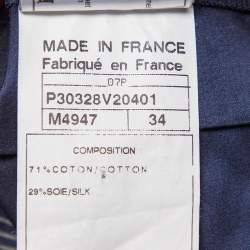 Chanel Navy Blue Cotton & Silk Striped Detail Pleated Tennis Skirt S  
