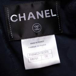Chanel Navy Blue Tweed Star Embellished Button Front Jacket S
