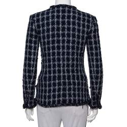 Chanel Navy Blue Tweed Star Embellished Button Front Jacket S