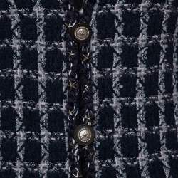 Chanel Navy Blue Tweed Star Embellished Button Front Jacket S