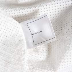 Chanel White Perforated Cotton Button Front Shirt L