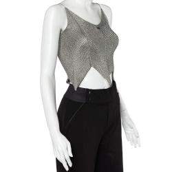 Chanel Grey Knit Asymmetrical Hem Camisole Top M