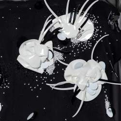 Chanel Vintage Black Embellished Tulle & Silk Overlay Top M