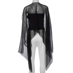 Chanel Vintage Black Embellished Tulle & Silk Overlay Top M