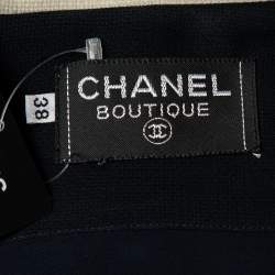 Chanel Vintage Monochrome Crepe Collar Overlay Detail Button Front Dress M