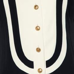Chanel Vintage Monochrome Crepe Collar Overlay Detail Button Front Dress M
