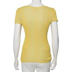 مملوكة مسبقًا توب شانيل  تريكو قطن لونين أصفر ذو وجهين مقاس صغير (سمول)