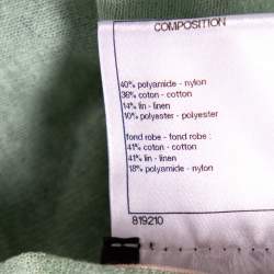 Pre Owned Chanel Green Patterned Lurex Knit Ribbed Trim Short Dress M 