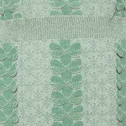 Pre Owned Chanel Green Patterned Lurex Knit Ribbed Trim Short Dress M 